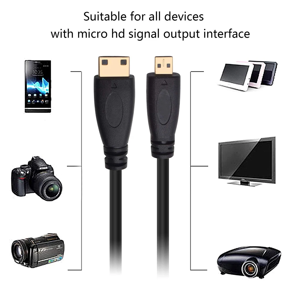 Câble Micro-HD Mini-HD 1080P HD1.4, adaptateur de Type C à D, cordon vidéo Compatible avec Raspberry Pi 4, caméra de tablette, moniteur Portable