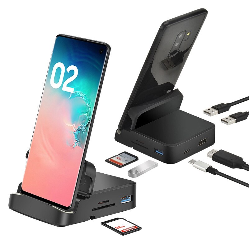 Usb Type C Hub Docking Station Telefoon Stand Voor Samsung Huawei Usb C Naar Hdmi Dock Power Adapter