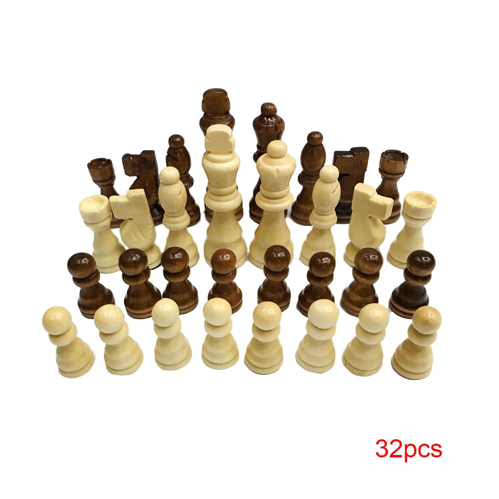 Træ skak sæt 7.7cm konge 32 skak brikker tal bønder voksne børn turnering spil legetøj fritid skak legetøj: 7.7cm