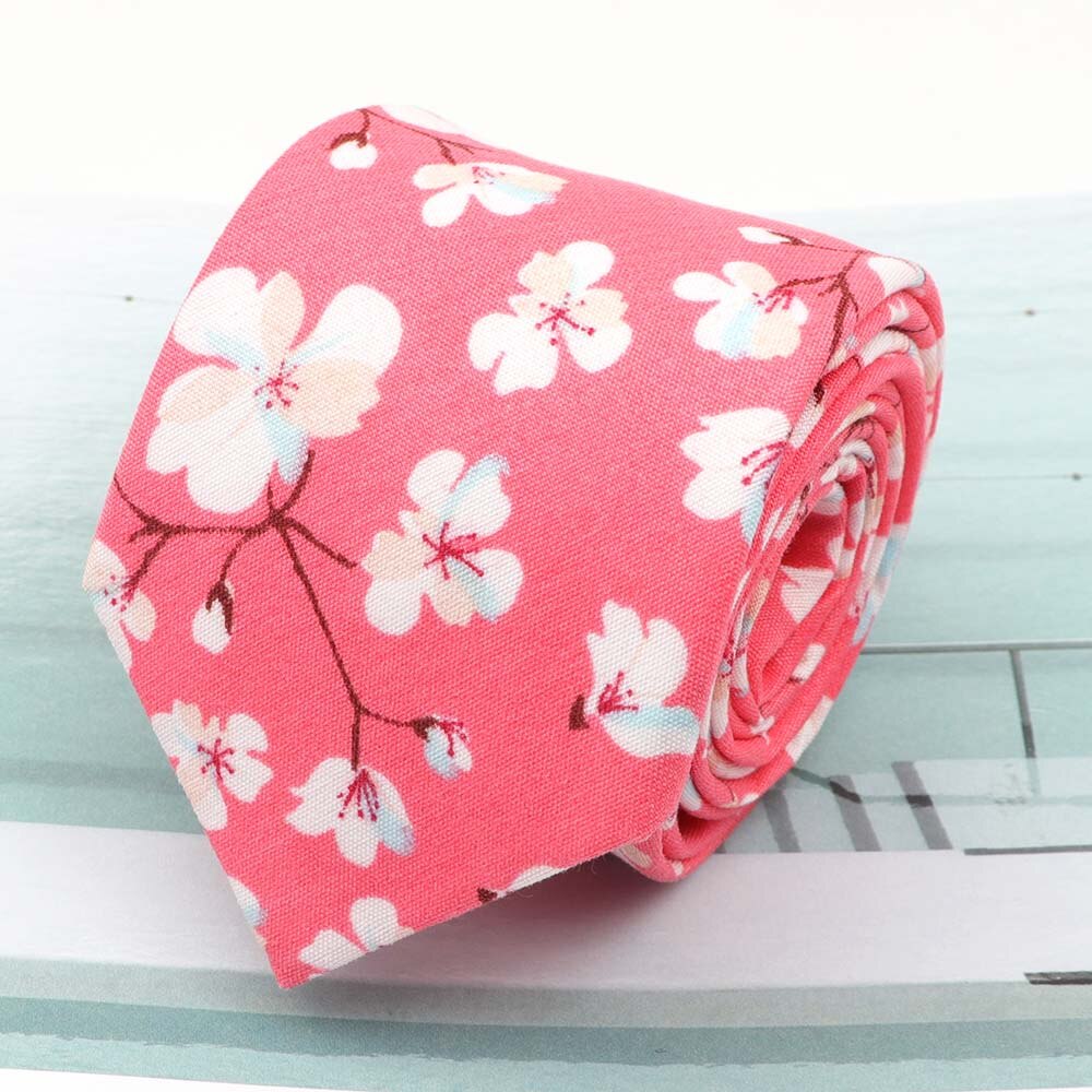 Cravates en coton Rose imprimé | Fleur, largeur 7cm, cravate étroite, cravate Cravat décontracté, fête, cravate de cou: 3