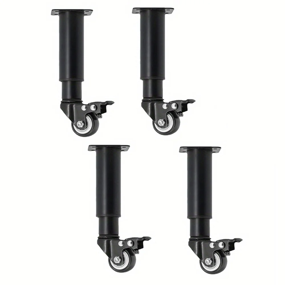 4 Stuks Industriële Wielen Draaibare Zwenkwielen Wielen Heavy Duty Schroefdraad Stuurpen Vergrendeling Zwenkwielen Voor Kar Meubelpoten: Black