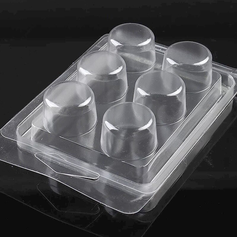 1PC 6 Zelle PVC Runde transparent Muschelschalen Kunststoff Wachs Schmelzen Verpackung Kasten Klar Für Wickless Duft Kerzen Kasten: Ursprünglich Titel