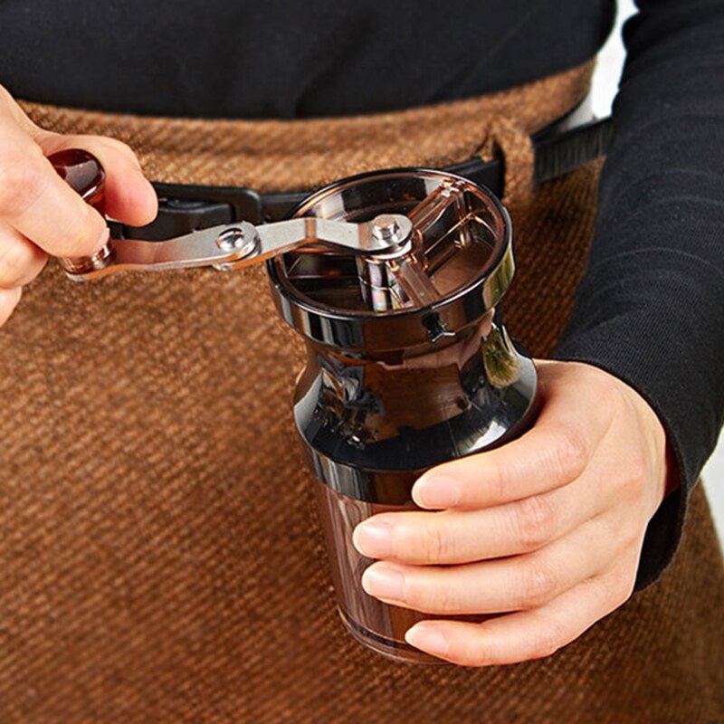 Mini Manual Coffee Grinder Acrylic Hand Adjustable Ceramic Burr Grinder Conical Coffe Bean Miller Manual Coffee Milling Machine