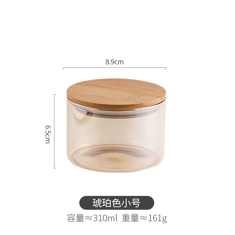 Sealed Glass Jar Set Kitchen Food Storage Container Candy Candies Multigrain Tea Tin with Wooden Lid Storage Box Home Decoration: B