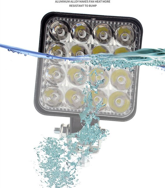 16 led 48w varsellys arbeidslys bil led spotlight firkantet rund auto truck off road mini ledbar offroad tilbehør: 02