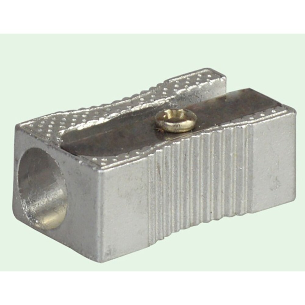10PCS Dual Pencil Sharpener Pocket Aluminium Alloy Metal 1-Hole Steel Rectangular Small Sharpeners (Silver)