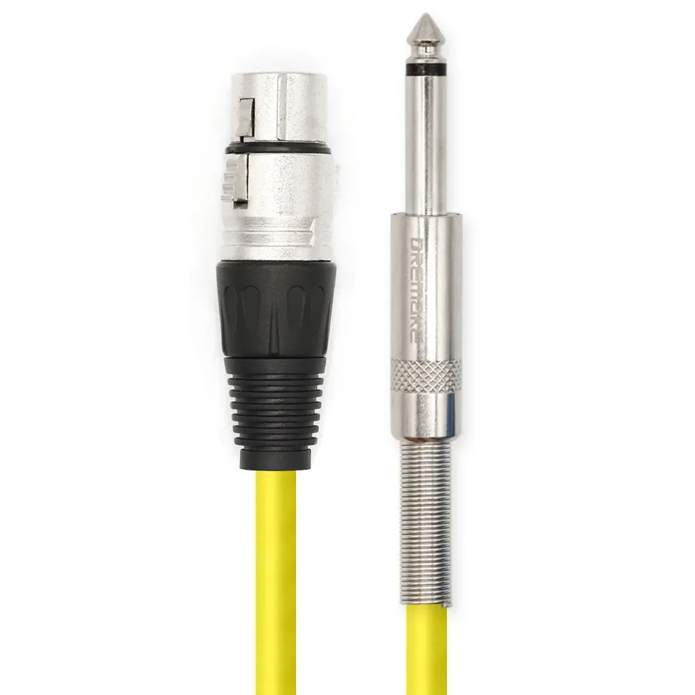 Cable de micrófono , Conector Mono macho de 6,35mm (1/4 ") a 3 pines XLR, Cable de conexión hembra para amplificador de graves de altavoz: YELLOW / 3 m