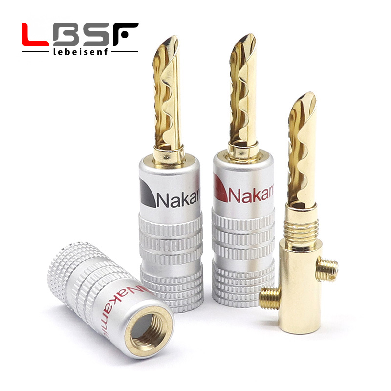 Nakamichi Bananen stecker 24K Gold Überzogene Kupfer BFA 4mm Banane stecker Männlich Lautsprecher stecker schwarz &Ampere; verrotten