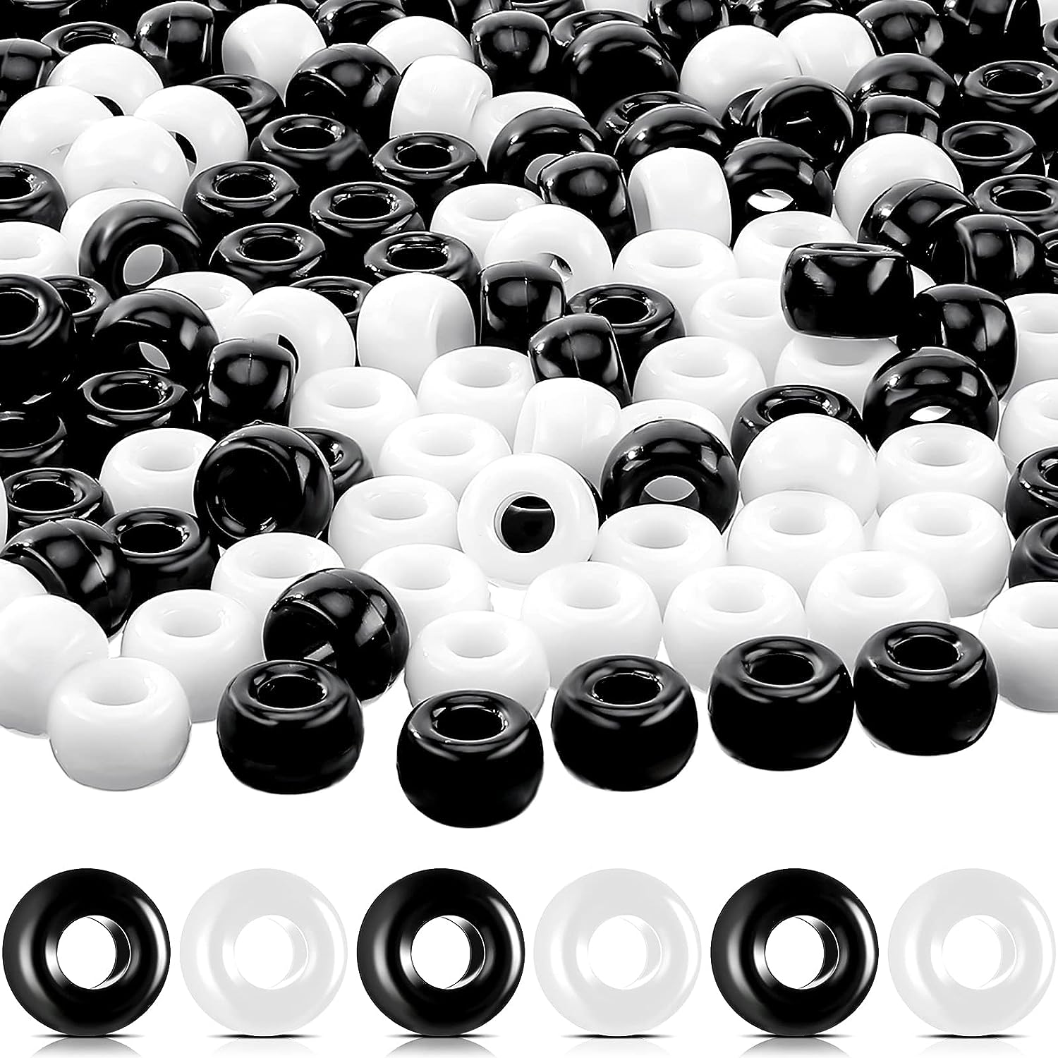 Kit de cuentas para trenzas de pelo para niños, 401 piezas, 9x6mm, con purpurina, 200 piezas, bandas de goma elásticas y 1 piezas, 200 unids/lote por bolsa: Marrón claro