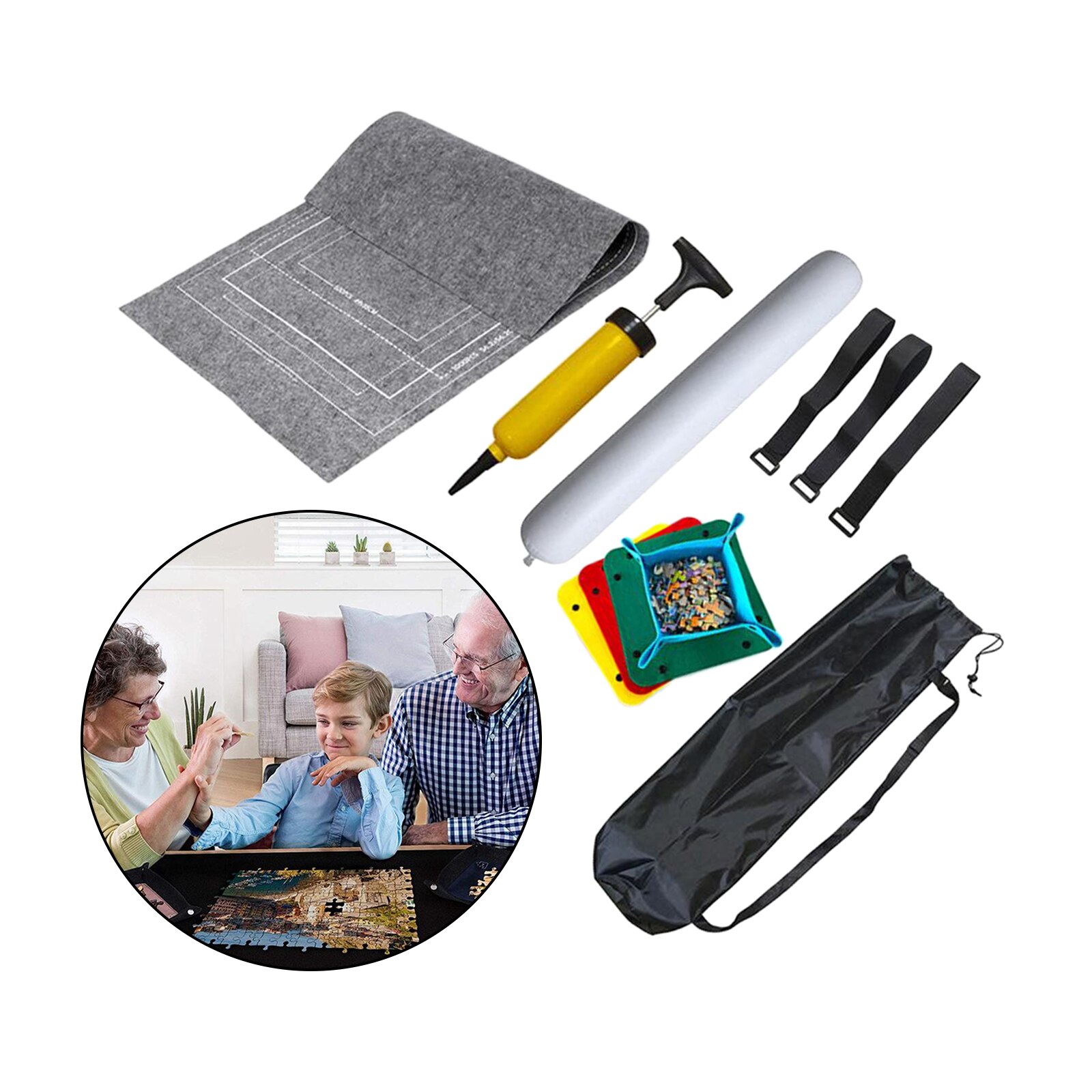 Puzzels Mat Jigsaw Roll Voelde Mat Speelkleed Grote Voor Tot 1500 Stuks Puzzel Accessoires Draagbare Reizen Kruipen Mat baby Speelgoed: Grijs