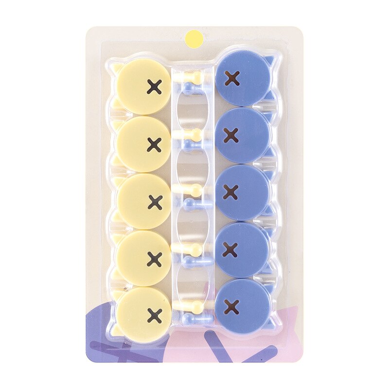 10 packs free punch small hooks strong key wall sticky hooks cute cartoon hooks: blue yellow