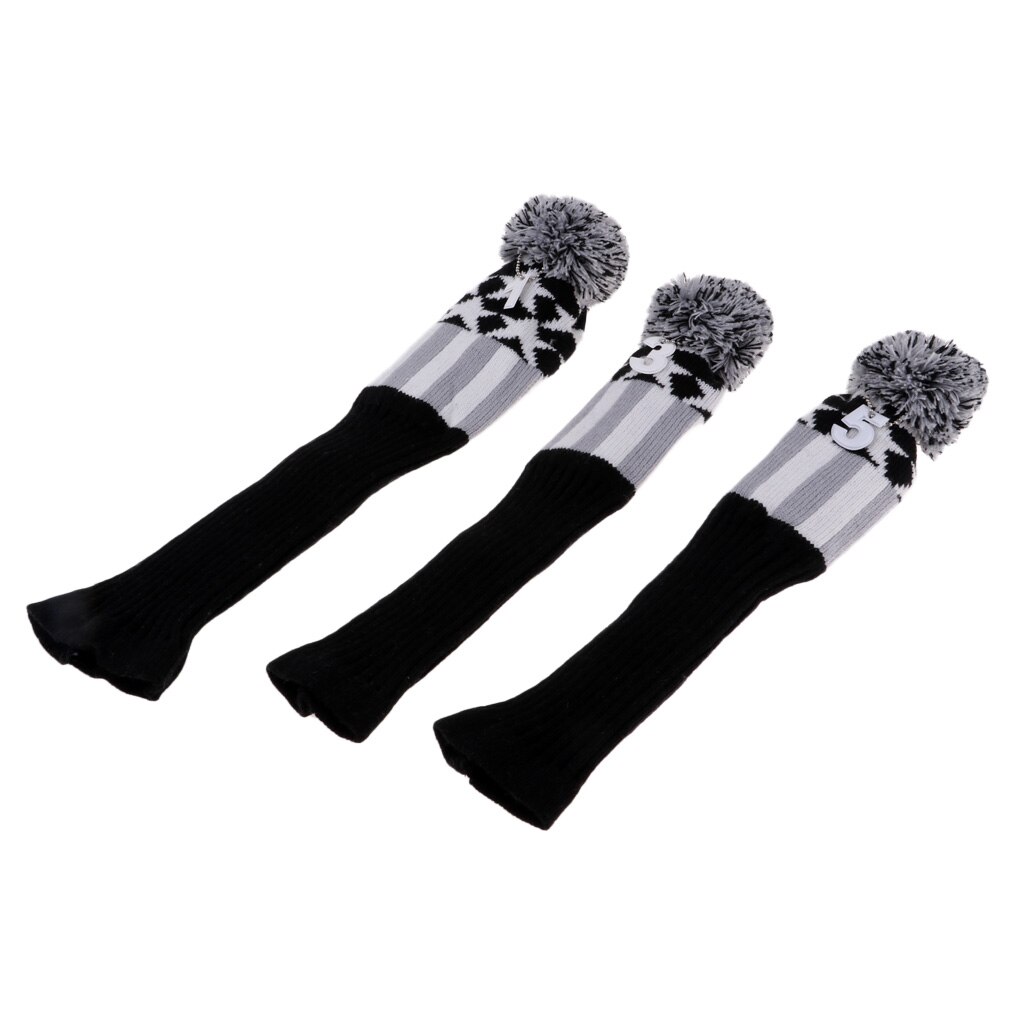 3Pcs Golf Club Driver Head Cover Pom Pom Golf Hoofd Covers Headcover Beschermhoes Geen. #1 #3 #5 Gebreide Sokken: Color A