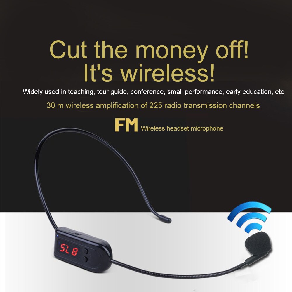 Draadloze Microfoon Voice Versterker Microfoon Anti-Interferentie Fm Radio Microfoon Comfortabele Head-Dragen Mic 30M Werken