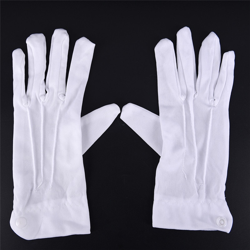 1 Pair White Cotton Gloves Work Uniform Catering Uniforms Magician Parades Inspection Five-fingers Women Men's Work Gloves