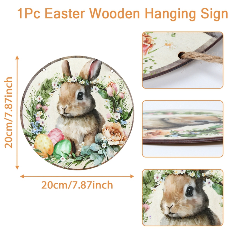 Panneau de porte en bois lapin de Pâques, Hello Welcome, Lapin de Pâques, Carotte, Plaque, Face Pendant, Joyeuses Pâques, Décor de fête, 2025: Saphir profond