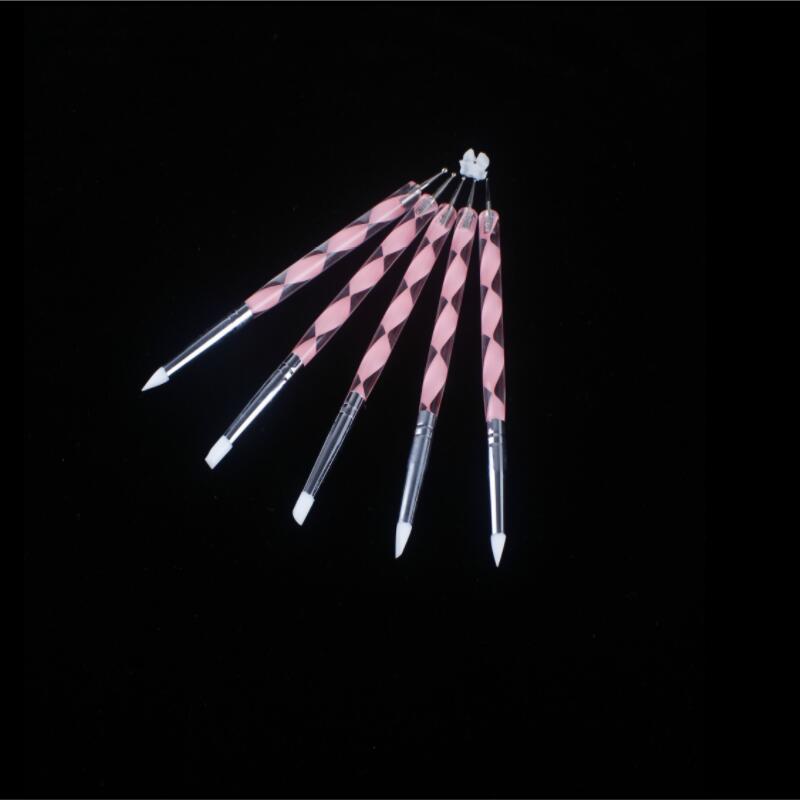 5Pcs Dubbele Nagel Punt Boor Pen van Spiraal Staaf Punt Puntjes Gereedschap Nail Art Schilderen Pen Nagels Accessoires Set