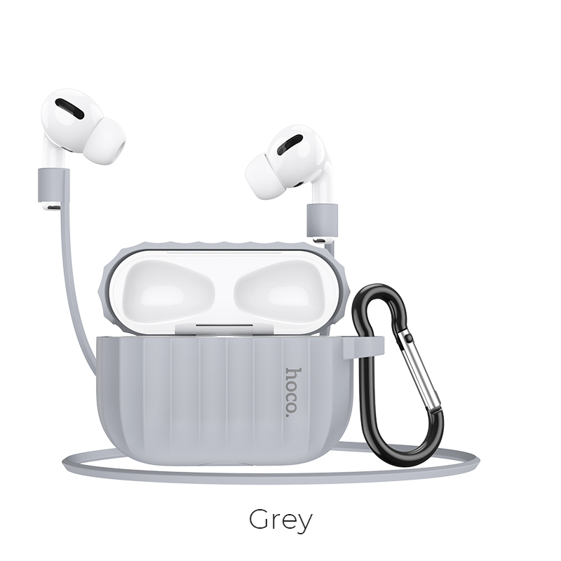 Hoco øretelefon etui til apple airpods pro blødt silikonecover farverigt ultratyndt beskytter til air pods pro cover anti-tabt reb: Grå