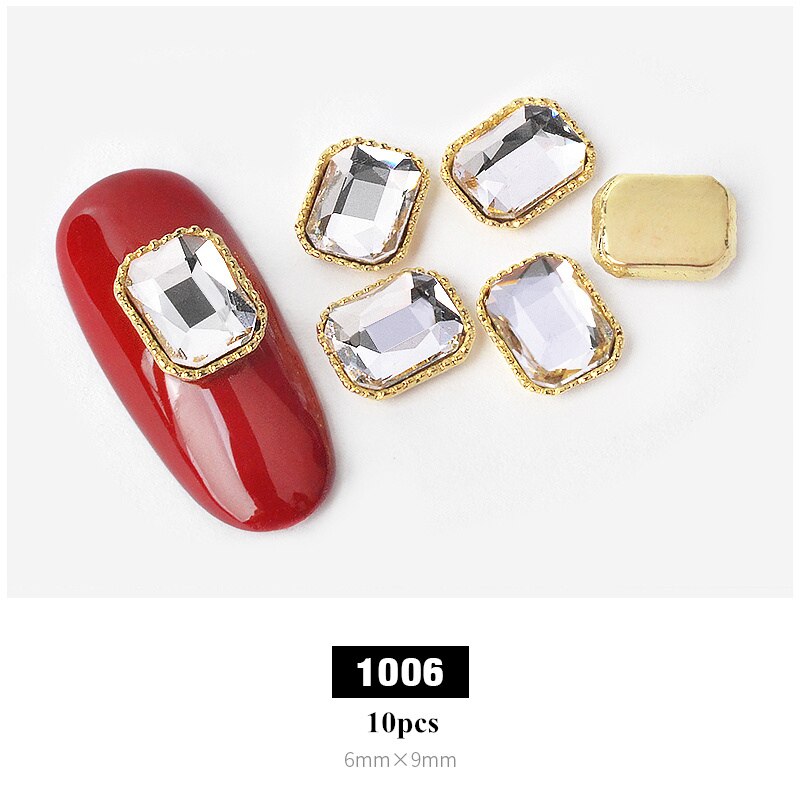 10 pièces breloque alliage Base 3D Nail Art strass décorations à dos plat brillant cristal bijoux diamants manucure accessoires: 1006