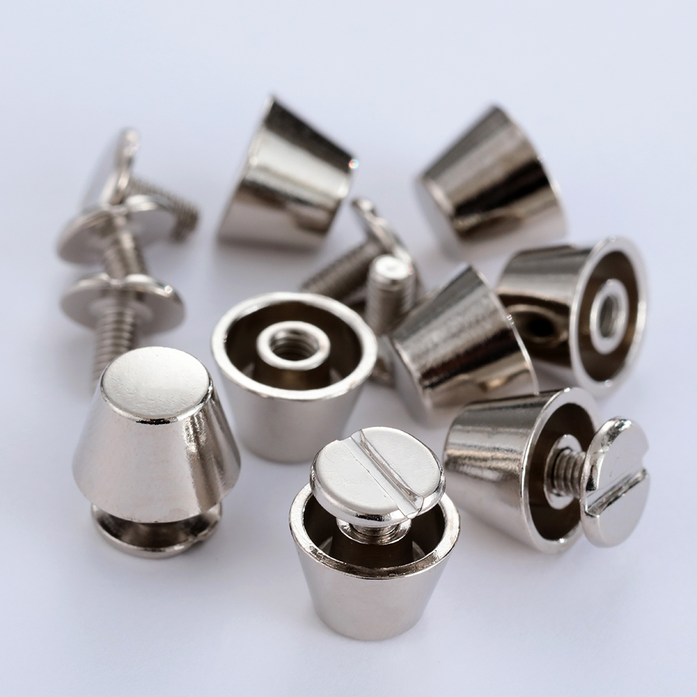 10 juegos de remaches traseros de tornillo de 10mm/12mm, tachuelas metálicas en forma de cubo, tachuelas de uñas para ropa, artesanía de cuero, bricolaje, cinturón, BILLETERA, piezas de decoración