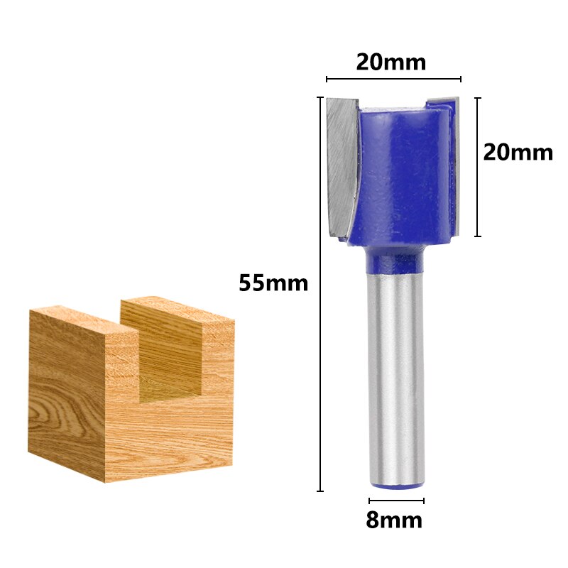 XCAN Flush Trim Router Bit 8mm Shank Carbide Milling Cutter Wood Straight End Mill For Woodworking Flush Trim Tenon Cutter: 8x20mm