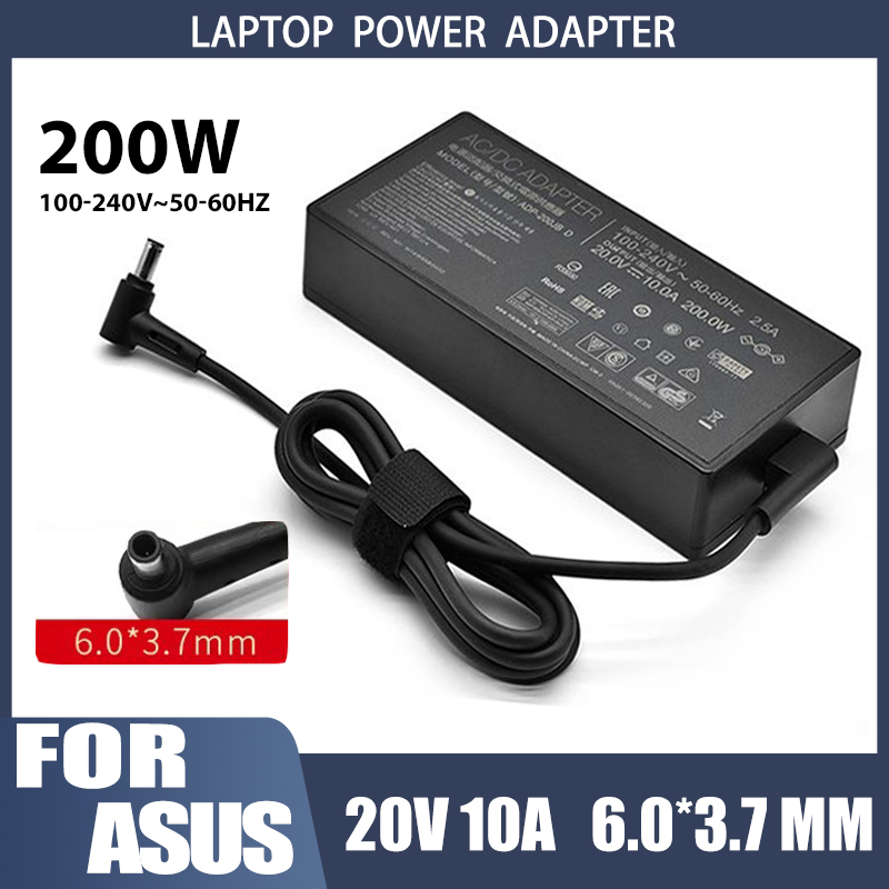 20V 10A 200W Laptop Power Adapter Charger 6.0*3.7MM Port ADP-200JBD AC Adapter For ASUS FA706QM FA506QR FX517ZE FX516P FX517ZC