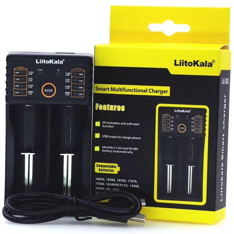 Liitokala 3.7 V 3400 mAh 18650 Li-Ion Oplaadbare Batterij (GEEN PCB) lii-202 USB 26650 18650 AAA AA Smart Charger: lii202