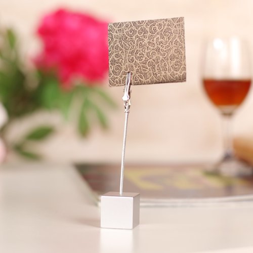 SOSW-Cube Wire Memo Holder Paper Note Clip (Silvery Grey)