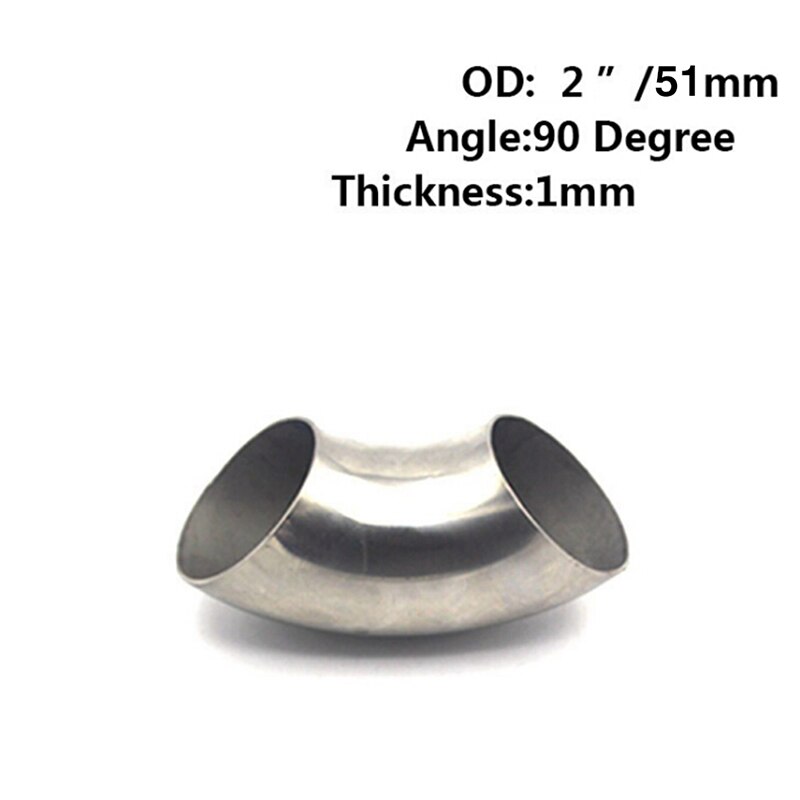 Tubo de escape de acero inoxidable, 2,5/2 pulgadas, 51/63mm, 90 grados, 1 ud.