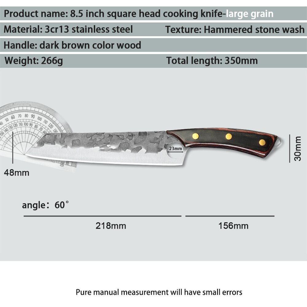Kitchen Knives Stainless Steel Single Forged Chef Knife Slicing Cleaver Boning Cooking Knife Tool With Full Tang Wooden Handle: G