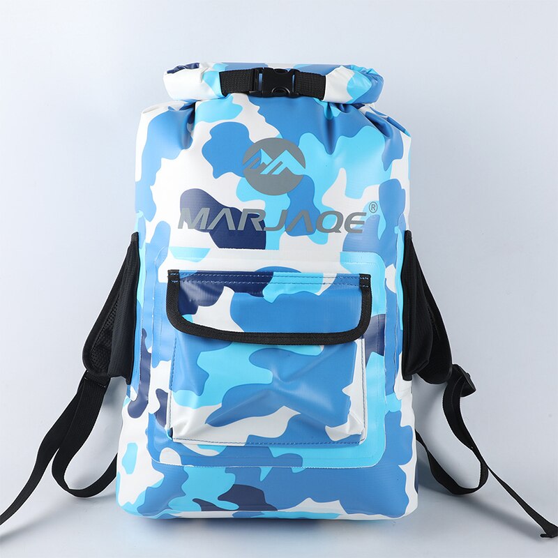 22L PVC Waterproof Dry Bag Outdoor Foldable Trekking Bag Beach Swimming Bag Rafting River Ocean Camouflage Backpack XA114Y: blue camo