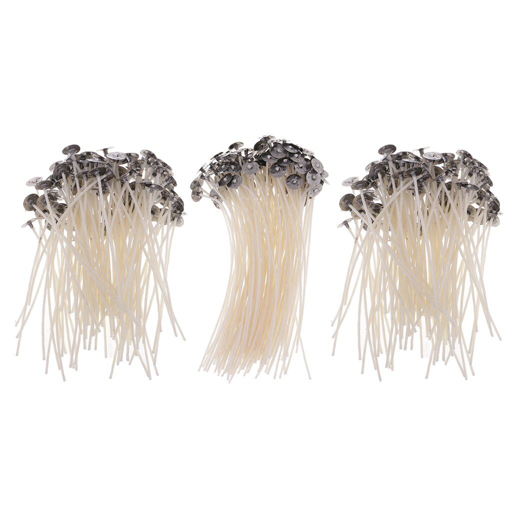 Mecha de vela Natural para fabricación de velas, vela artesanal preencerada de Bajo humo, pretableada, 100% núcleo de algodón Natural, 100 piezas