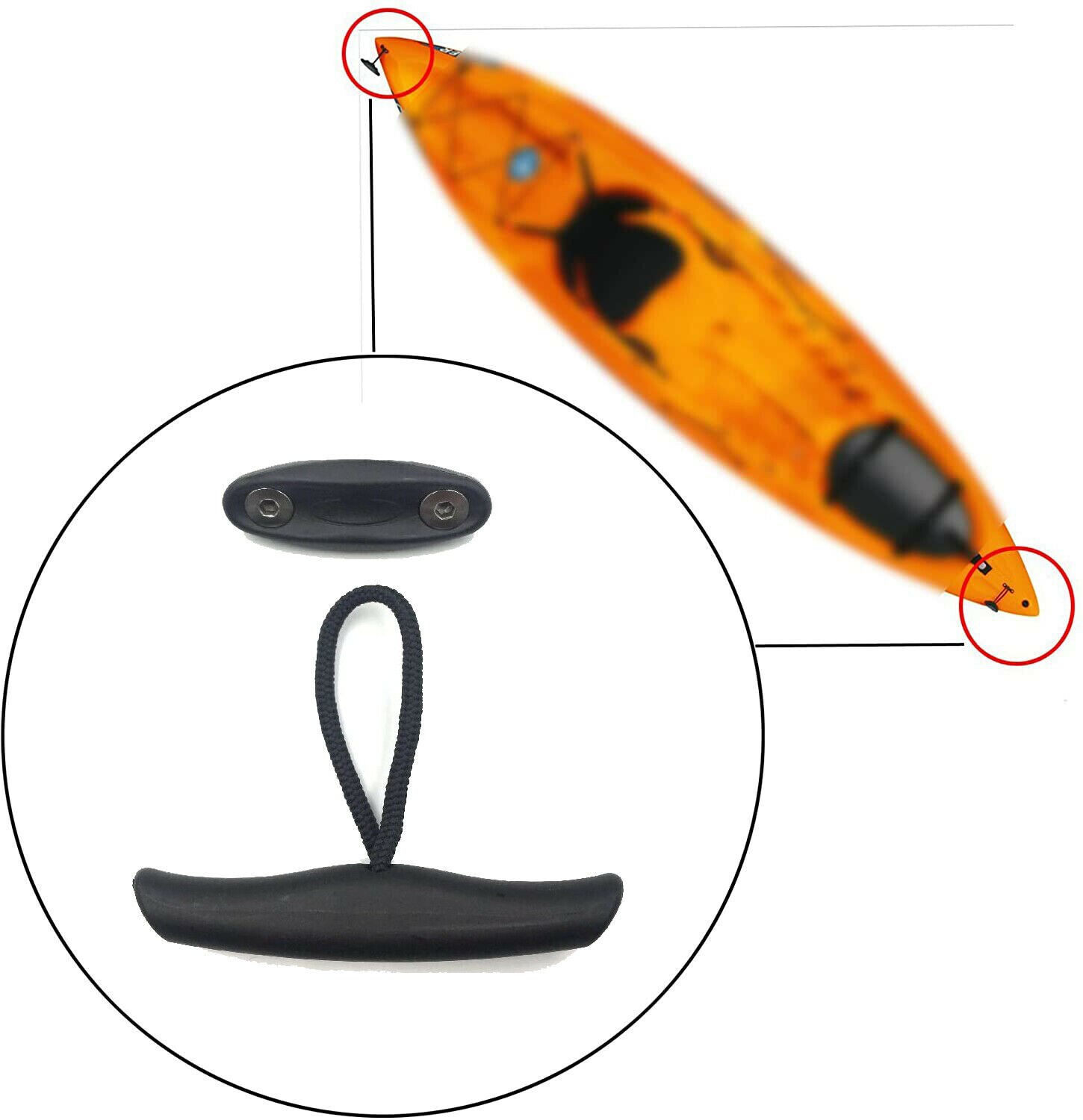 2 Pack Kayak Kano Handvat Pull Handvat T-Handvat Met Koord En Pad Ogen