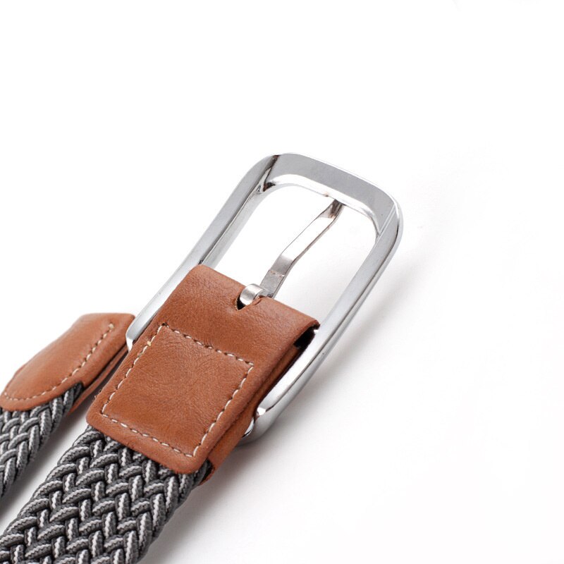 Menn kvinner elastisk belte lerret nylon tøyelig flettet belter til jeans nålspenne fargerik strikket webbing stropp rem