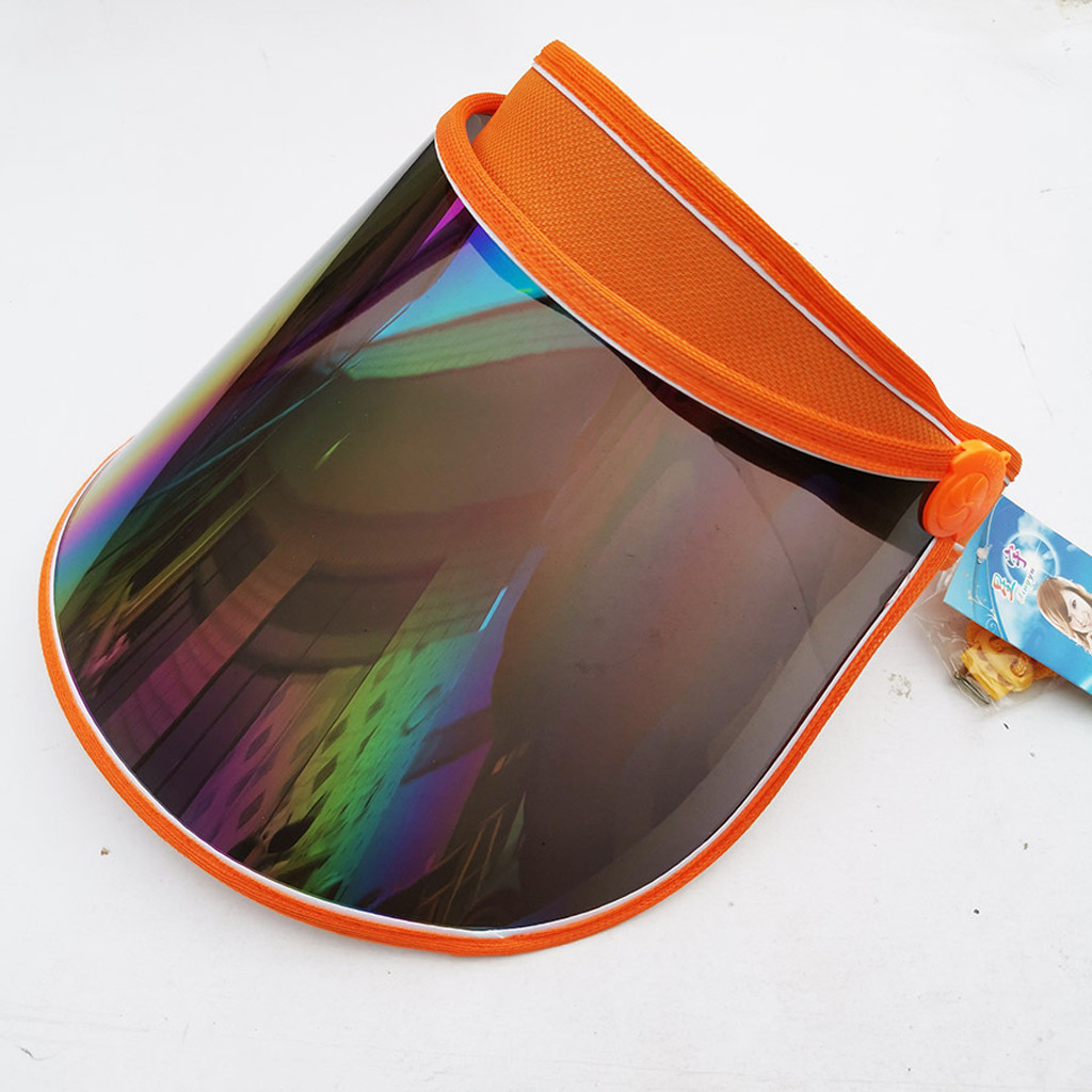 Visera vacía de verano para mujer, gorra de plástico con de arcoíris, Panel de protección UV, visera grande con visera ancha, gorra de playa para motocicleta #0323y30