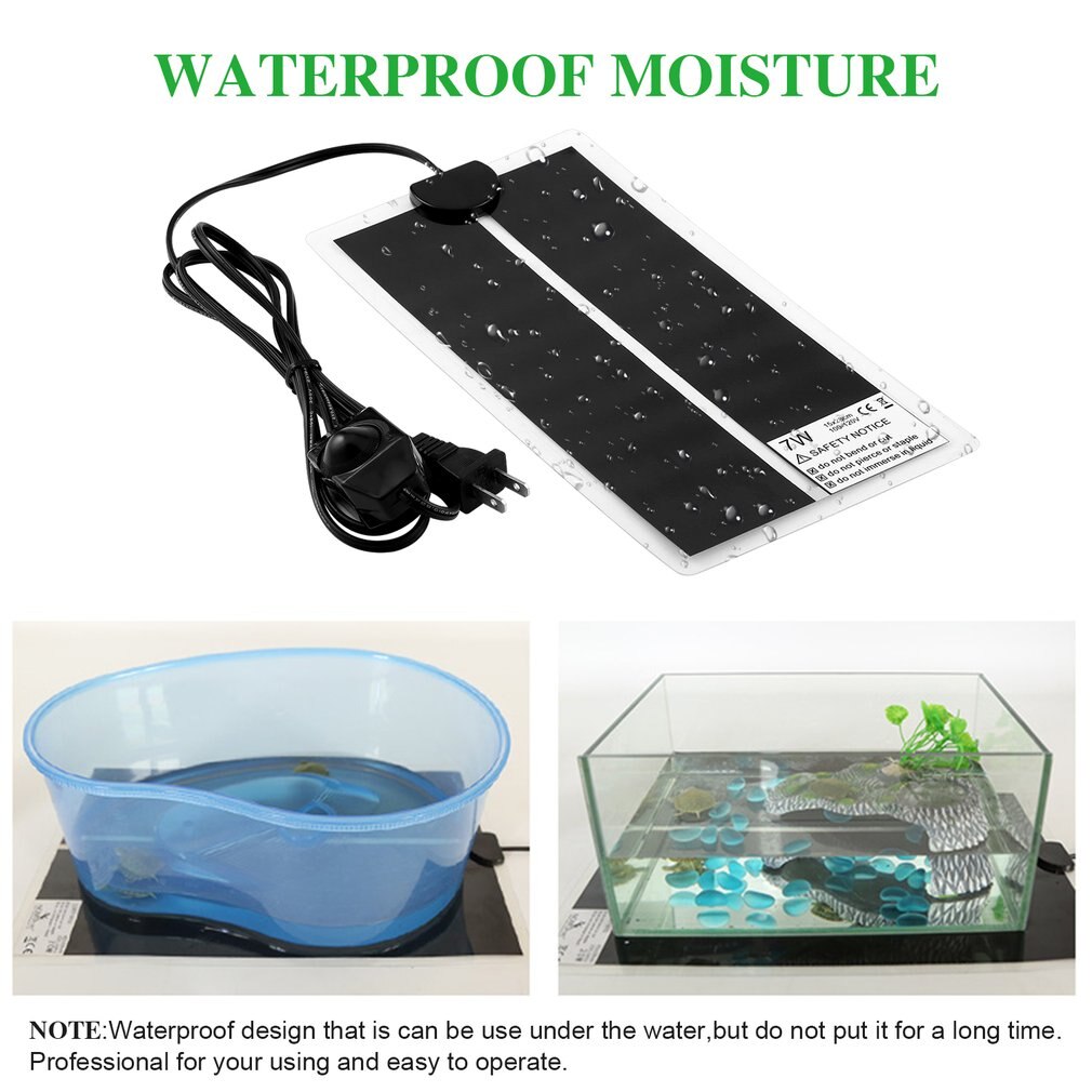 110V 7W Huisdieren Rapid Verwarming Vel Reptile Crawler Waterdichte Temperatuur Verwarming Pad Warmer Mat Met Temperatuurregelaar