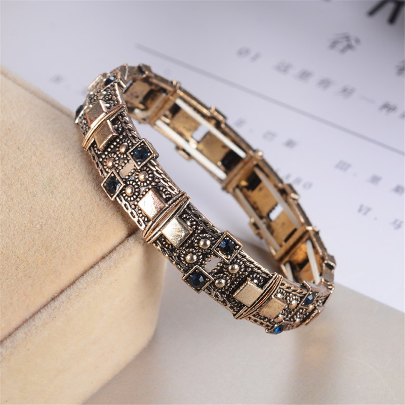 Silber-farbe Manschette Armbinde Für Frauen Ethnische Schmuck Jahrgang Kristall Stein Armbänder Gold Bohemien Breite Armreifen pulseras: Blau 5 Gold