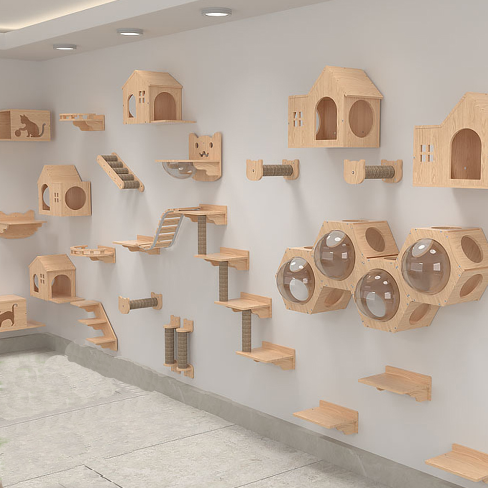 An der Wand montiertes Katzenkratzseil, Jute-Katzen-Kletterregale, springende Plattform und Pedal für Katzen, schlafende Katzenmöbel, Haustierspielzeug