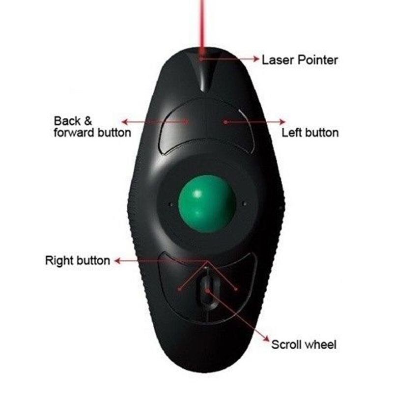 2.4G Wireless Trackball Mouse Mini Handheld Thumb-Controlled USB Air Mouse Mice for PC Laptop 10M Receiving Range