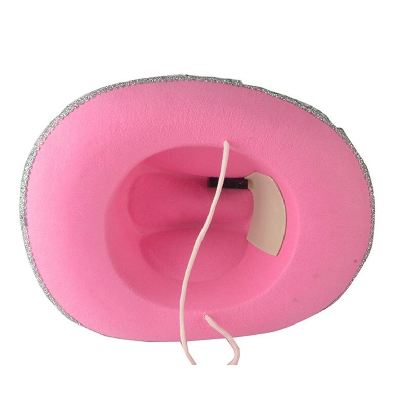 Roze Cowgirl Hoeden Voor Vrouwen Koe Meisje Hoeden Met Tiara Hals Trekkoord Vilt Cowboy Kostuum Accessoires Party Hoed