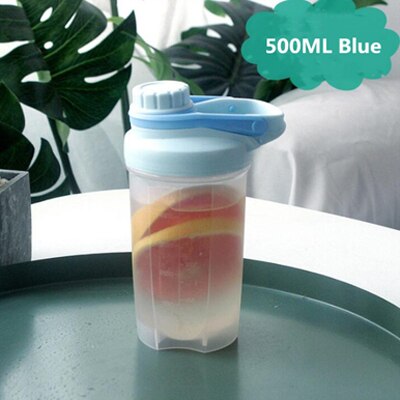 500 ML Schudden Fles Drinkware Sport Eiwit Shaker Fles Wei-eiwit Gym Mixer Water Fles Drinkware Camping Wandelen BPA Gratis: Blue