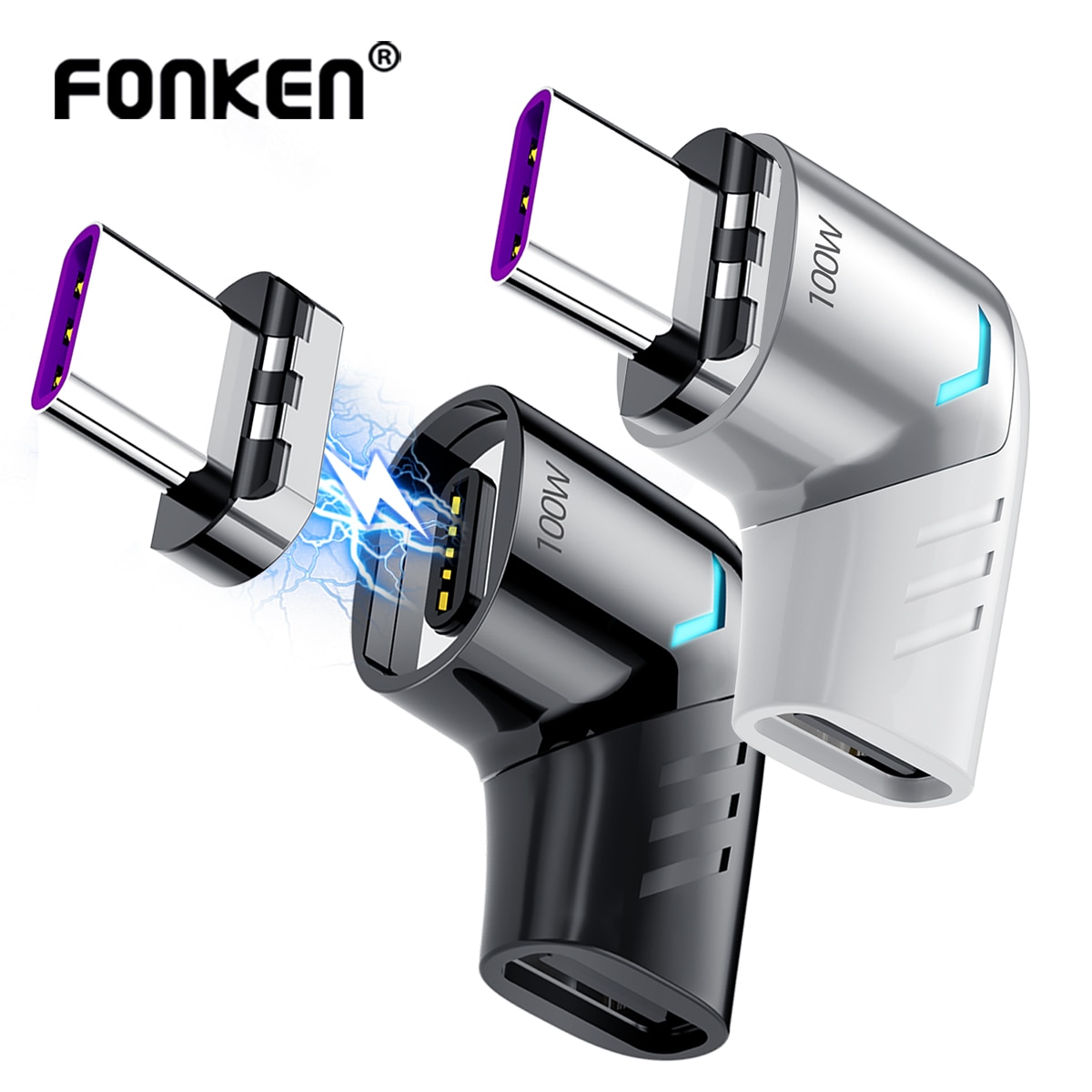 Fonken Magnetische Kabel Adapter 100W USB Typ C Kabel Konverter für Ipad Pro Macbook Magnet Adapter Kabel stecker Gebogen