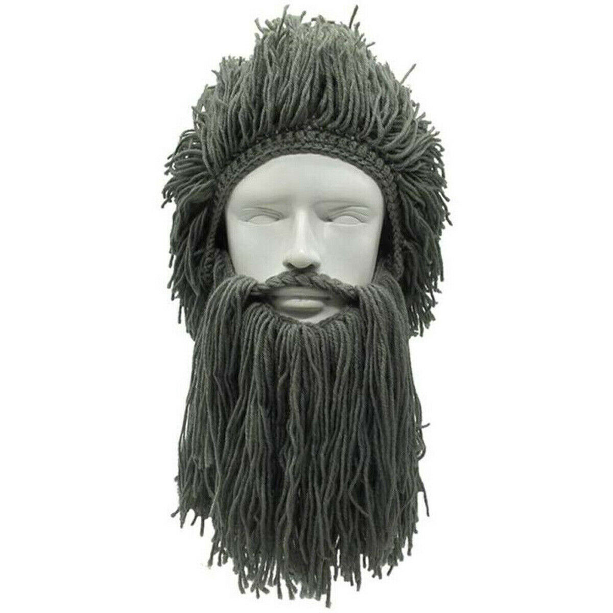 Nyeste mænd strik viking skæg huer vinter varm ski maske overskæg hue hue parykker cosplay diy huer: Grå