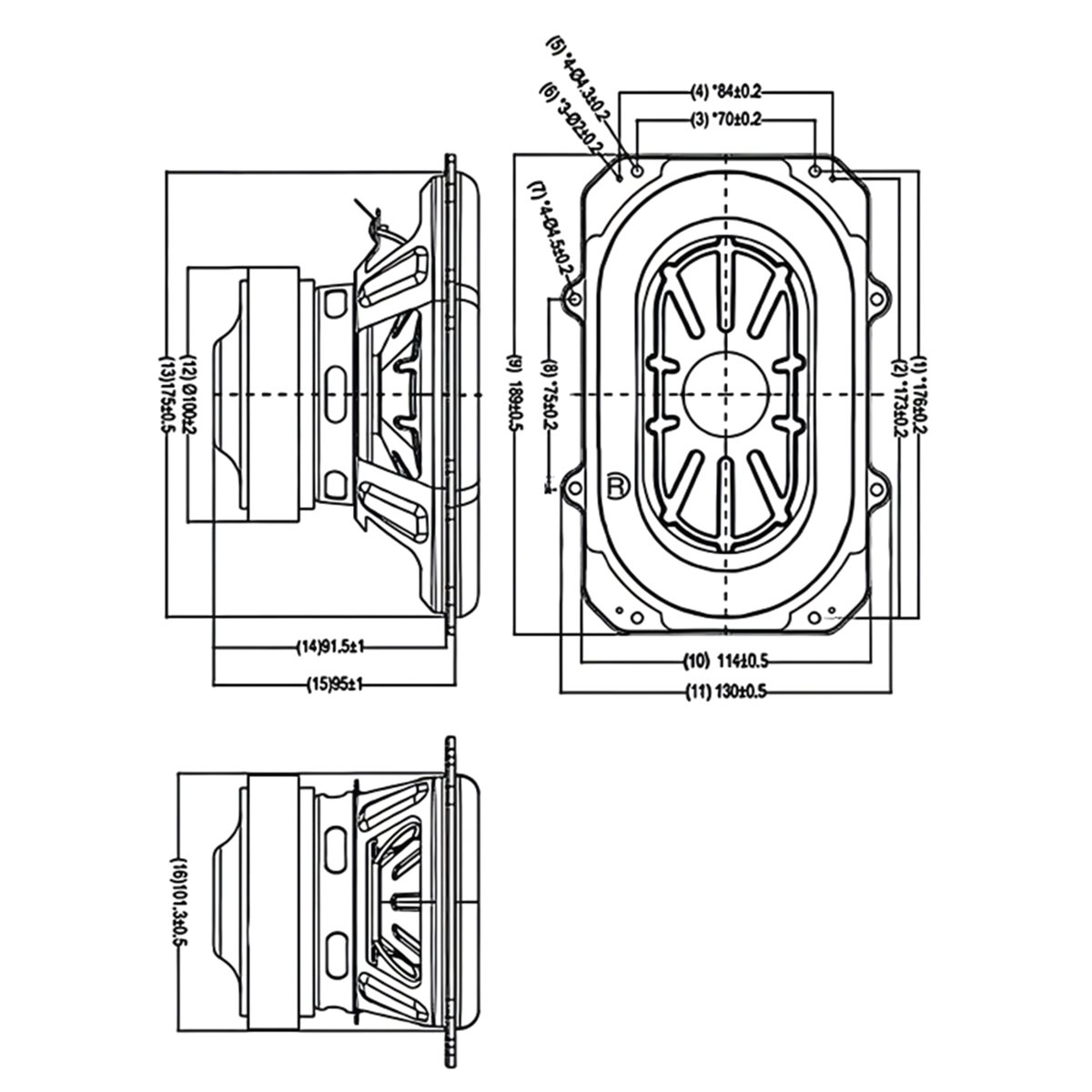Ovales Woofer-Sound-Lautsprechersystem, laut, 80 W Leistung, 3 Ohm Impedanz und 0,05–2 kHz Frequenz für Boombox3