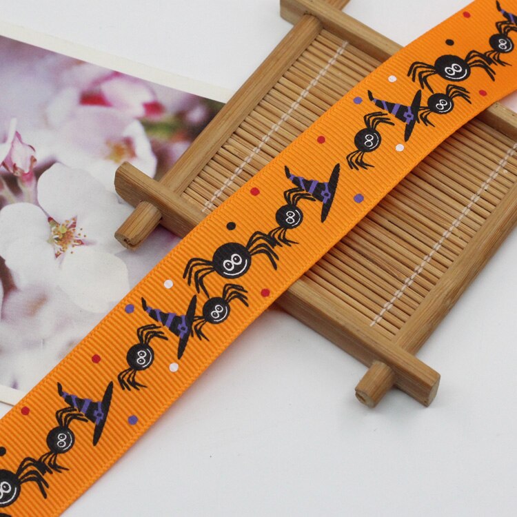 1 yard  (25mm)  halloween tegneseriemønster grosgrain bånd tape festdekoration indpakning gør-det-selv festdekorationsmateriale
