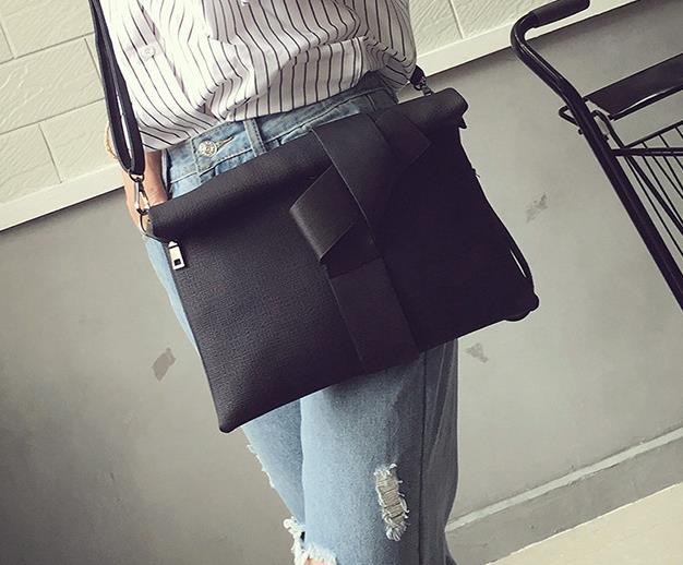 Highreal Vrouwen Dag Koppelingen Boog Lederen Crossbody Messenger Bags Dames Envelop Avond Tote Party Handtassen: Black 02