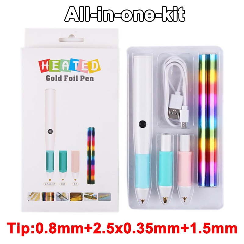Stylo d&#39;estampage à chauffant avec tête Interchangeable, pour ajouter des Sentiments d&#39;écriture scintillante à vos projets,: All In One Kit