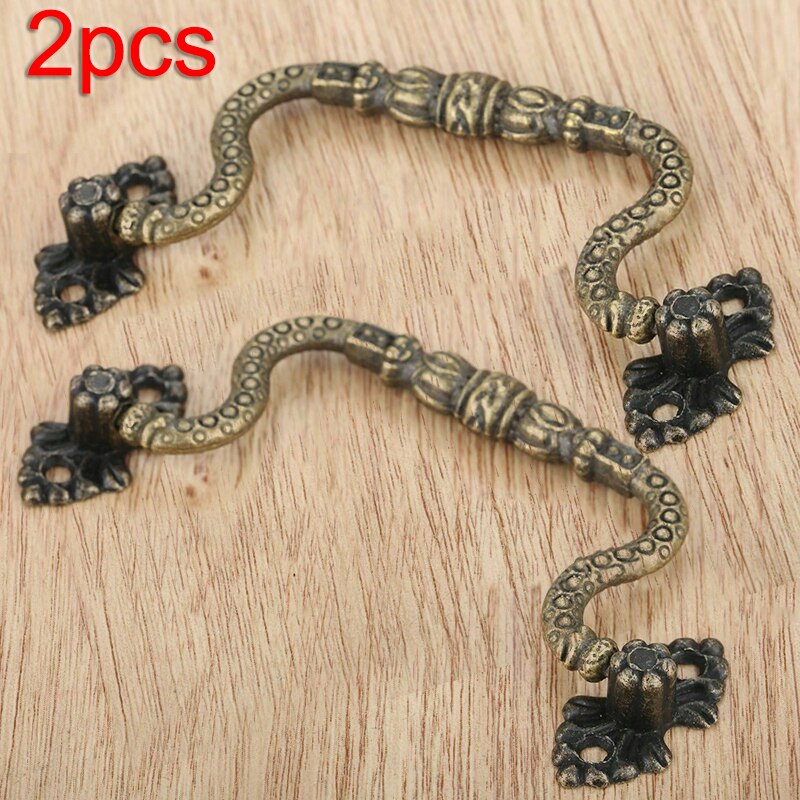 2 stuks boogdeurkast handgrepen knoppen antieke bronzen vintage kledingkast + schroeven voor vintage sieradenkist