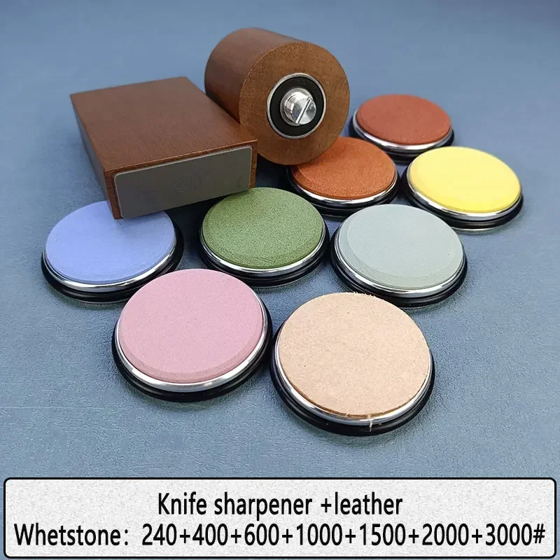 Diamant Slijpsteen Magnetische Rolling Messenslijper Houten Keuken Slijpsysteem 15-20 Graden Hoek Roller Accessoire: violet