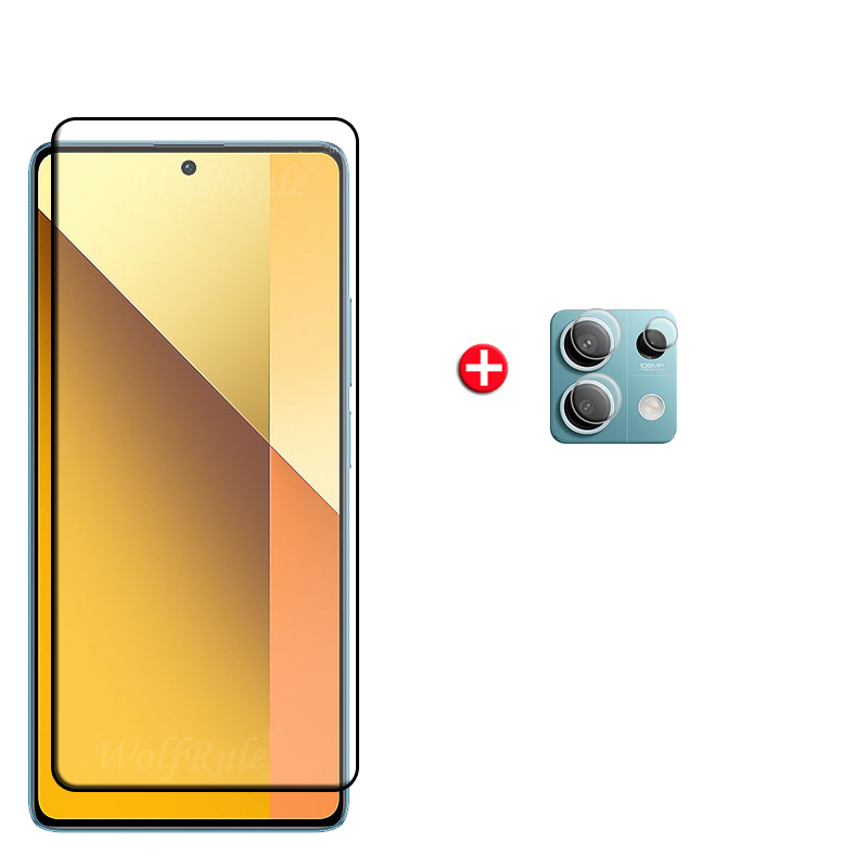 6-em-1 para redmi note 13 5g vidro xiaomi redmi note 13 5g vidro temperado protetor de tela cheia redmi note 13 pro 5g lente vidro: royal blue / Bundle3: