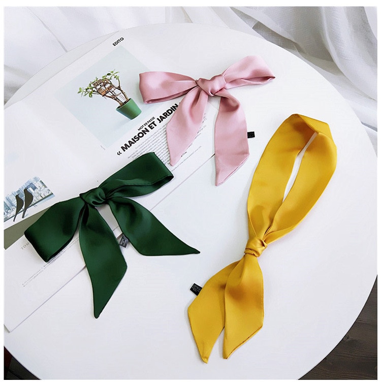 Foulard en soie pour femmes, belle écharpe à cou pour filles, beau , modèle solide, foulard à poignée, petit sac pour cheveux,